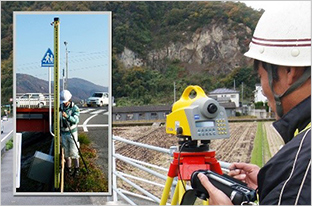 電子レベルを使用した2級水準測量