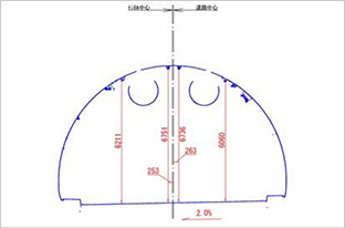 トンネル内の任意の箇所で横断図作成